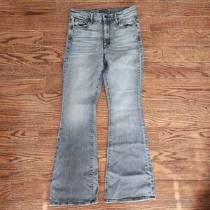 Mother The Weekender Wanted! Faded Grey High Rise Flare Jeans Size 26 Premium